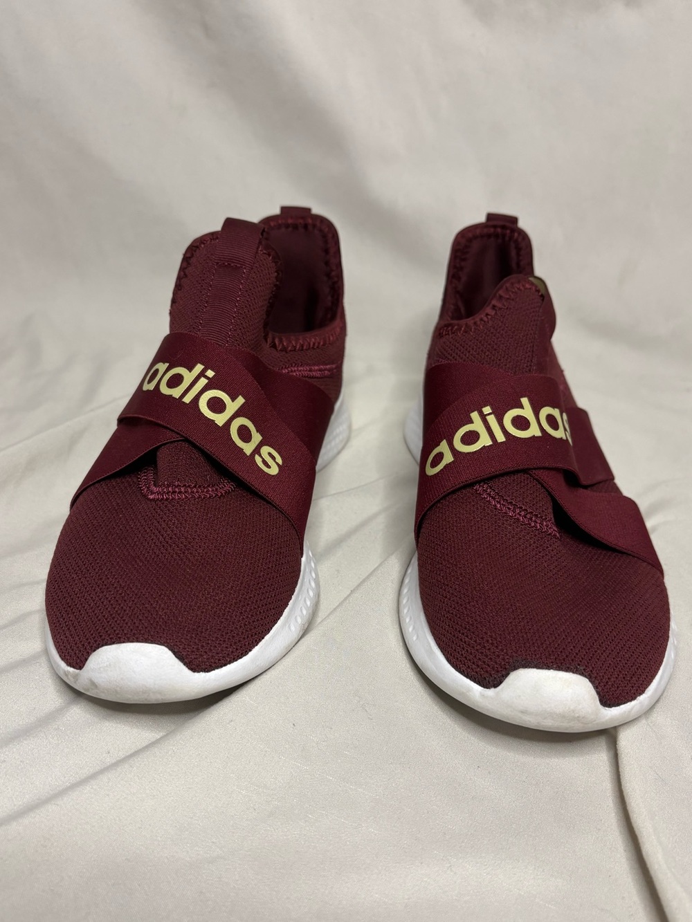 adidas Kids Burgundy Slip-On Sneakers with Gold Logo
